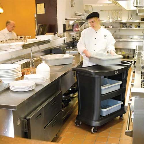 Carucior de serviciu pentru bucatarie, negru - Rubbermaid