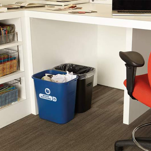 Cos gunoi reciclare deseuri rectangular 26.6 L, albastru - Rubbermaid 