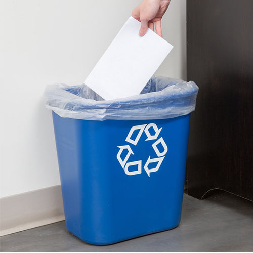 Cos gunoi reciclare deseuri rectangular 26.6 L, albastru - Rubbermaid 