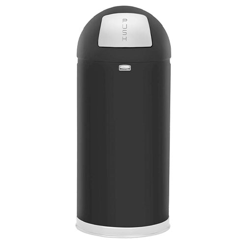 Cos gunoi EasyPush inox galvanizat 56 L, negru - Rubbermaid