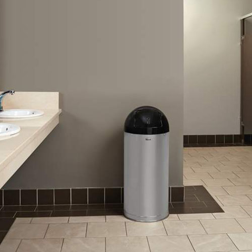 Cos gunoi EasyPush inox galvanizat 56 L, negru - Rubbermaid 