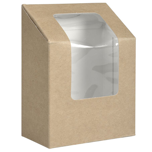 Cutie de carton kraft cu fereastra pentru sandwich 9 x 5 x 12 cm - Abena