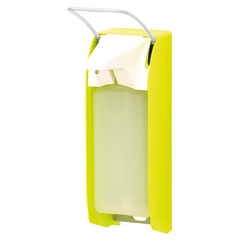 Dispenser sapun lichid / dezinfectant Ingo-Man P/24 Hi-Vis cu levier, 1000 ml, aluminiu - OpHardt galben 