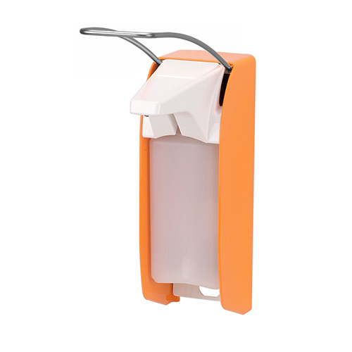 Dispenser sapun lichid / dezinfectant Ingo-Man Hi-Vis cu levier, 500 ml, aluminiu - OpHardt portocaliu 