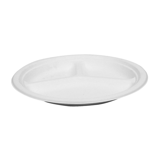 Farfurie biodegradabila din trestie de zahar, Ø26cm, 3 compartimente - Abena