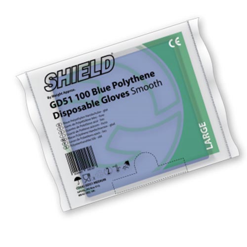 Manusi din polietilena - Shield, albastre - Polyco
