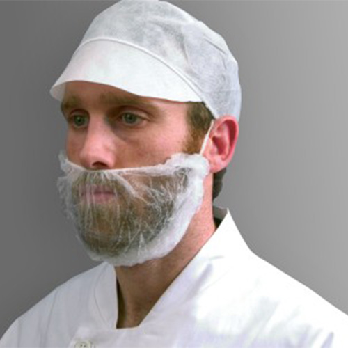 Protectie barba cu banda elastica, alba - Polyco