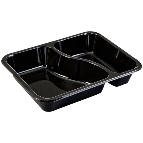 Caserola meniu termosudabila, 2 compartimente, 430-685 ml (1115 ml), negru - Abena