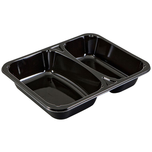Caserola meniu termosudabila, 2 compartimente, 450-615 ml (1065 ml), negru - Abena