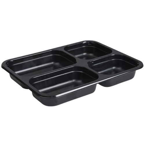 Caserola meniu termosudabila, 4 compartimente, 140-155-185-255 ml (735 ml), negru - Abena