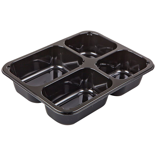 Caserola meniu termosudabila, 4 compartimente, 205-225-270-370 ml (1070 ml), negru - Abena