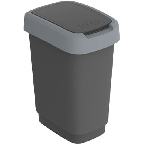 Cos gunoi cu capac batant Twist 10L, antracit - Rothopro