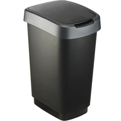 Cos gunoi cu capac batant Twist 25L, antracit - Rothopro