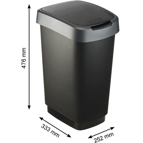 Cos gunoi cu capac batant Twist 25L, antracit - Rothopro gri
