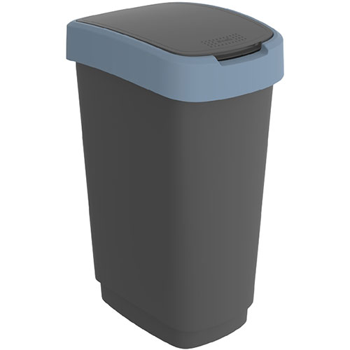 Cos gunoi cu capac batant Twist 50L, antracit - Rothopro albastru 