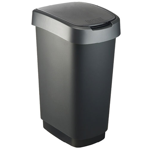 Cos gunoi cu capac batant Twist 50L, antracit - Rothopro