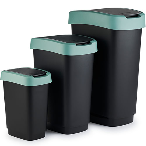 Cos gunoi cu capac batant Twist 50L, antracit - Rothopro gri