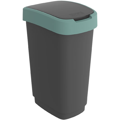 Cos gunoi cu capac batant Twist 50L, antracit - Rothopro verde inchis 