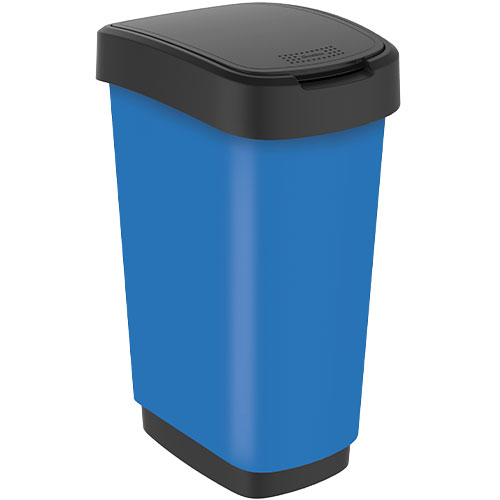 Cos gunoi mediu cu capac batant Twist Premium 25L, galben - Rothopro albastru 