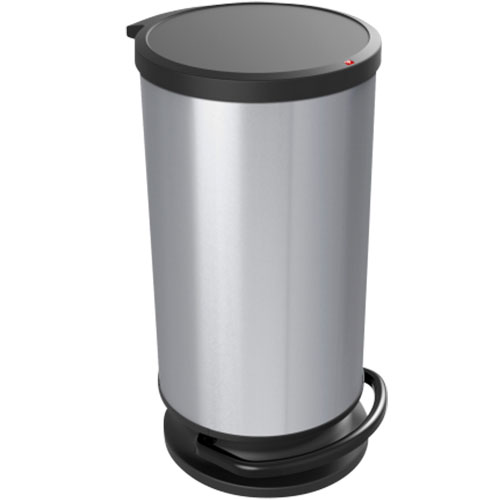 Cos gunoi rotund cu pedala Paso 30L, gri metalic - Rothopro
