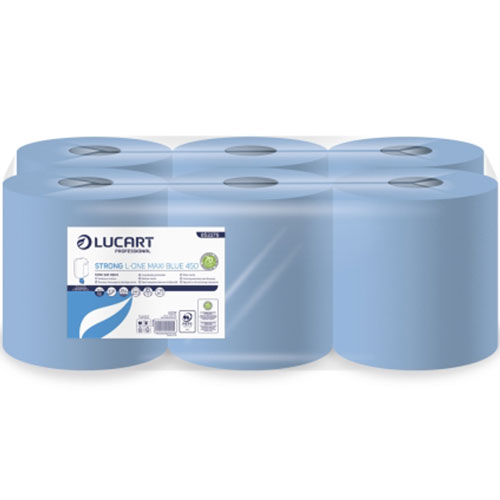 Lavete din hartie, rola cu derulare centrala mare, Strong L-One Maxi Blue 450 - Lucart