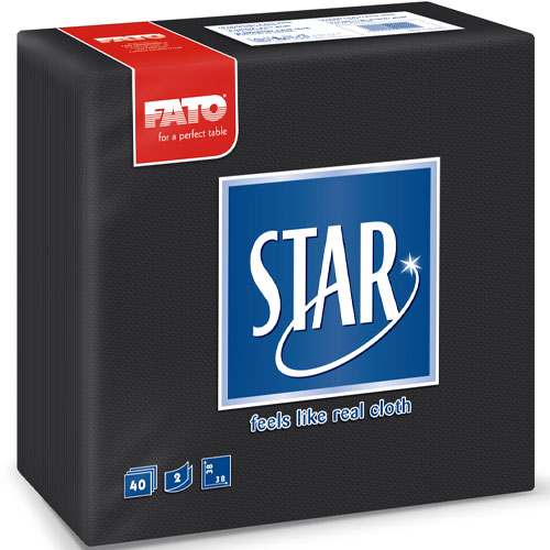 Servetele 38x38 cm 2 straturi, Star Champagne - Fato black 