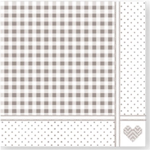 Servetele 38x38 cm 2 straturi, Star Shabby rosu - Fato gri 