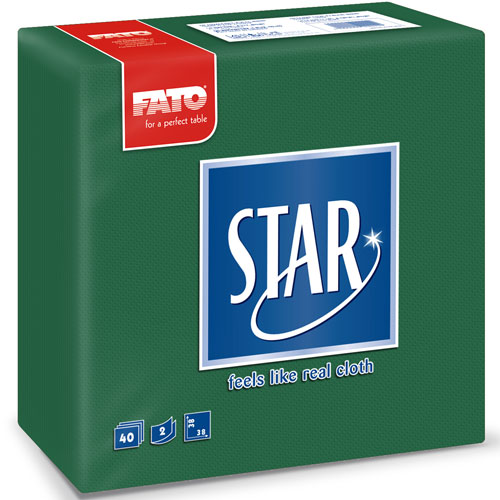 Servetele 38x38 cm 2 straturi, Star Champagne - Fato forest green 