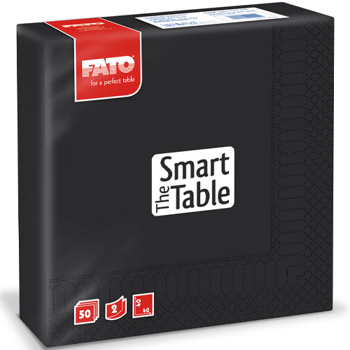 Servetele 40x40 cm 2 straturi, Smart Table, negre - Fato