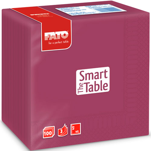 Servetele 40x40 cm 3 straturi, Smart Table, bordo - Fato