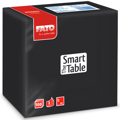 Servetele 40x40 cm 3 straturi, Smart Table, bordo - Fato negru 