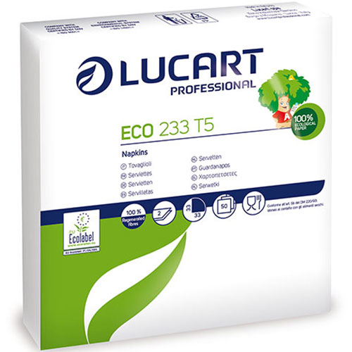 Servetele de masa 33x33 cm, Eco 233 T5, alb - Lucart