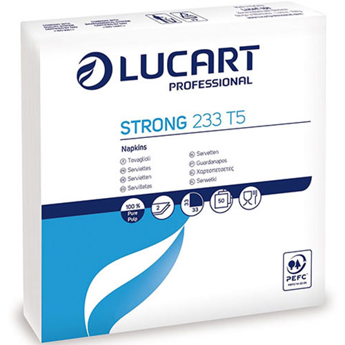 Servetele de masa 33x33 cm, Strong 233 T5, alb - Lucart
