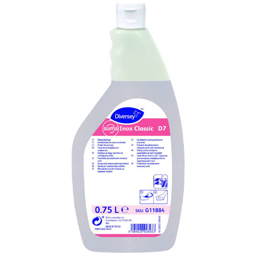 Suma Inox Classic D7 - Soluţie pentru lustruirea suprafeţelor de oţel inoxidabil, 0.75L - Diversey