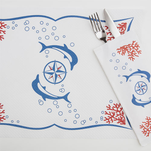 Suport farfurie (placemat) din hartie 30x40 cm, Dolphins - Fato 