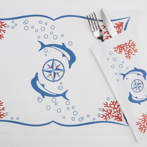 Suport tacamuri cu servetel, 38 x 38 cm, Dolphins - Fato 
