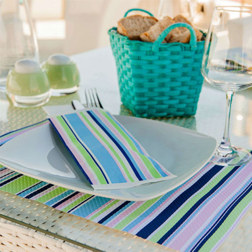 Suport tacamuri cu servetel, 38x38 cm, Rigoletto albastru - Fato albastru
