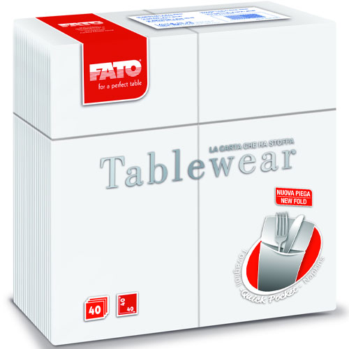 Suport tacamuri cu servetel din airlaid, 40x40 cm, Tablewear alb - Fato