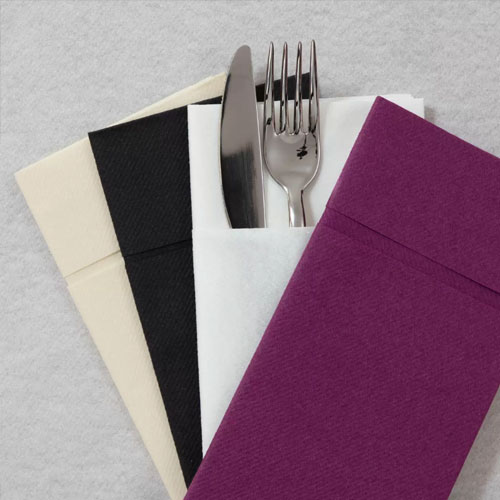Suport tacamuri cu servetel din airlaid, 40x40 cm, Tablewear alb - Fato white