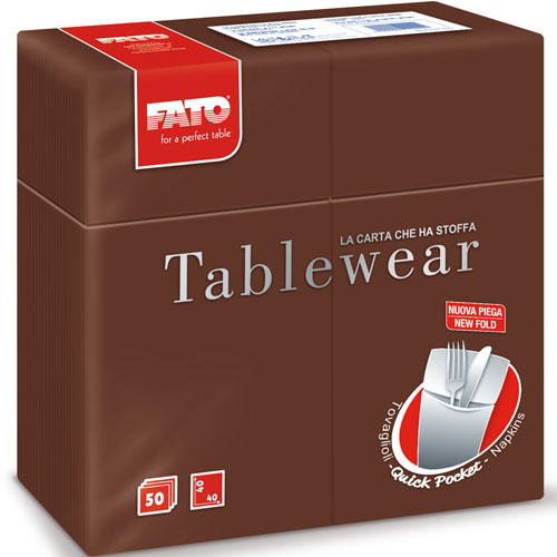 Suport tacamuri cu servetel din airlaid, 40x40 cm, Tablewear alb - Fato cacao 