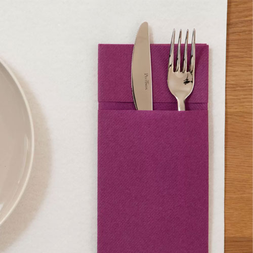 Suport tacamuri cu servetel din airlaid, 40x40 cm, Tablewear mov inchis - Fato