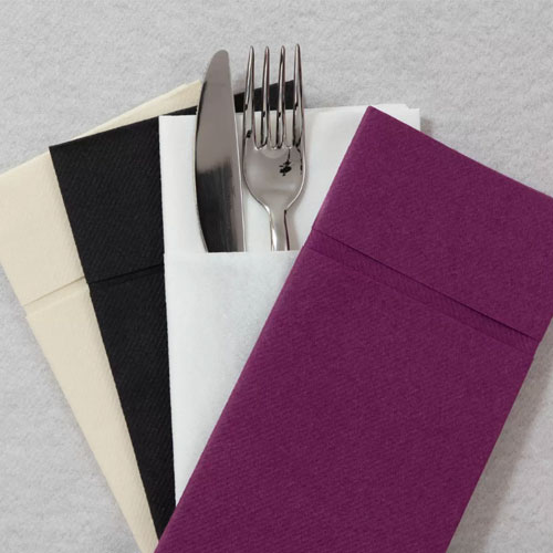 Suport tacamuri cu servetel din airlaid, 40x40 cm, Tablewear mov inchis - Fato