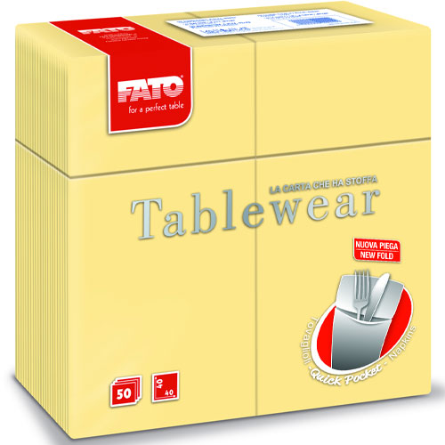 Suport tacamuri cu servetel din airlaid, 40x40 cm, Tablewear alb - Fato wood 
