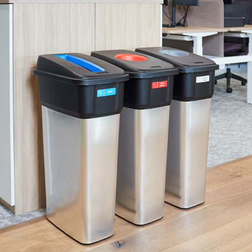 Cos colectare deseuri antiamprenta Geo 70L, gri metalic - Rothopro 