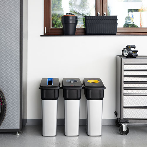 Cos colectare deseuri antiamprenta Geo 70L, gri metalic - Rothopro 