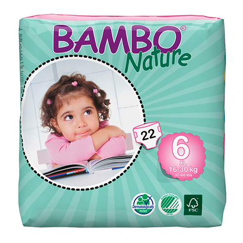 Scutece copii cu sistem deschis, XL 6, 16-30 kg, Bambo Nature - Abena