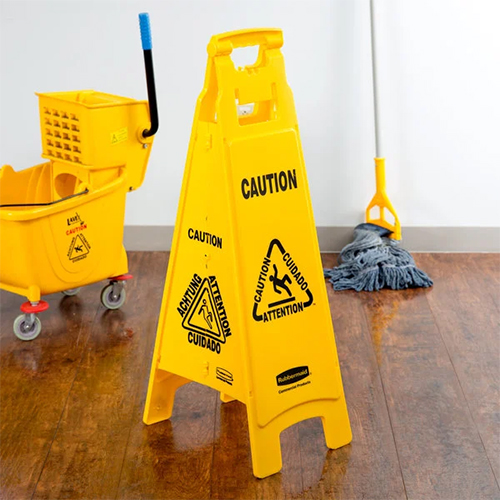 Semn avertizare multilingv 4 fete - Rubbermaid 