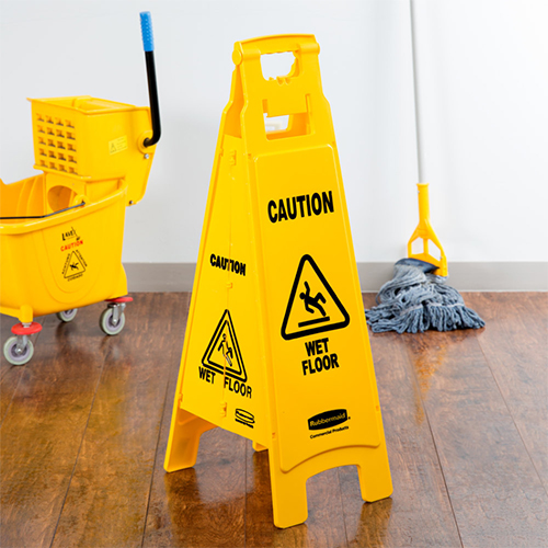 Semn avertizare multilingv podele umede 4 fete - Rubbermaid 