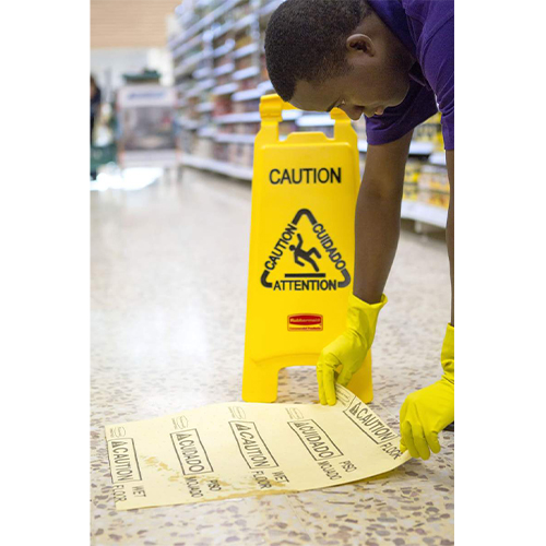 Semn avertizare multilingv podele umede 2 fete - Rubbermaid 