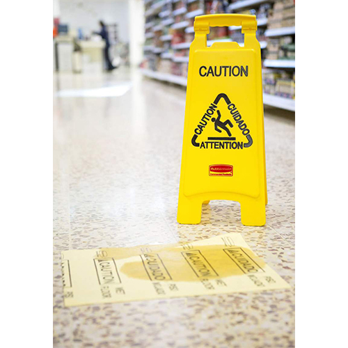 Semn avertizare multilingv podele umede 2 fete - Rubbermaid 